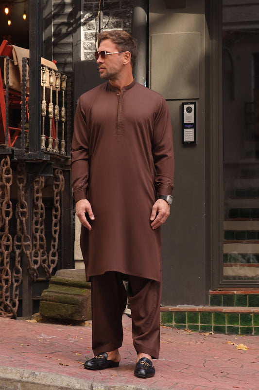 Brown Shalwar Kameez Men