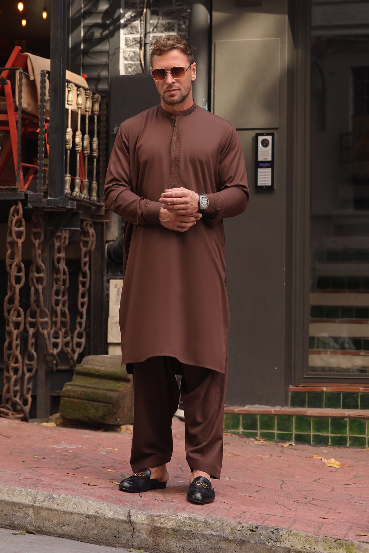 Brown Shalwar Kameez Men