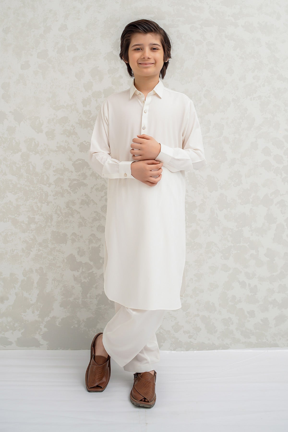 Boys Off White Shalwar Kameez B-624