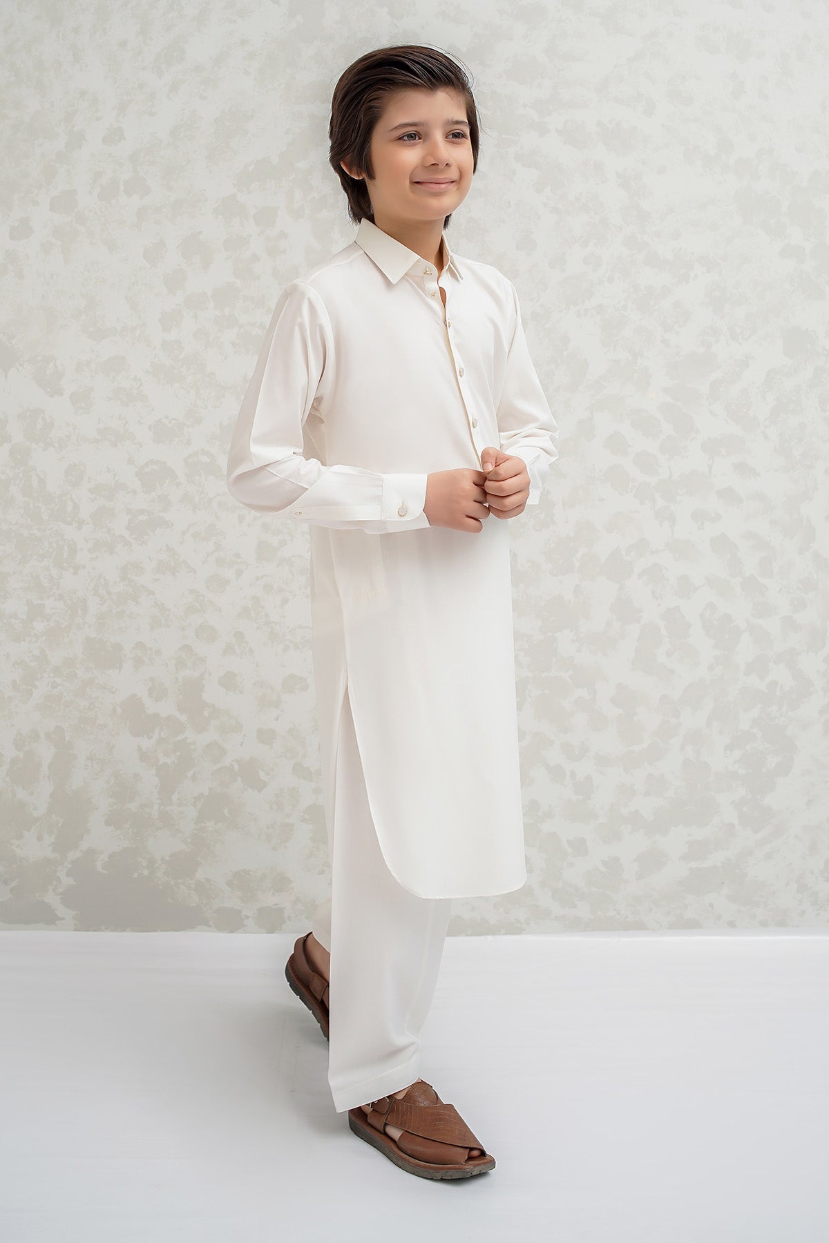 Boys Off White Shalwar Kameez B-624