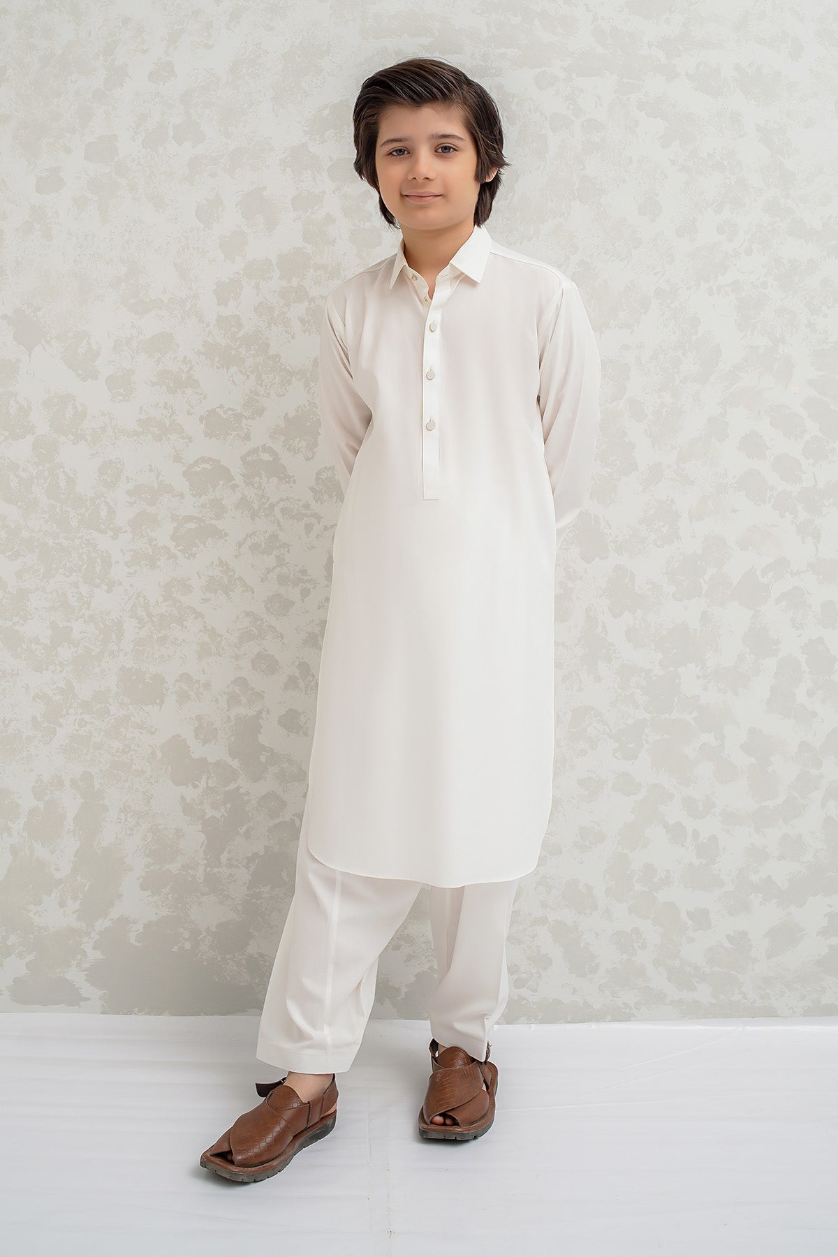 Boys Off White Shalwar Kameez B-624