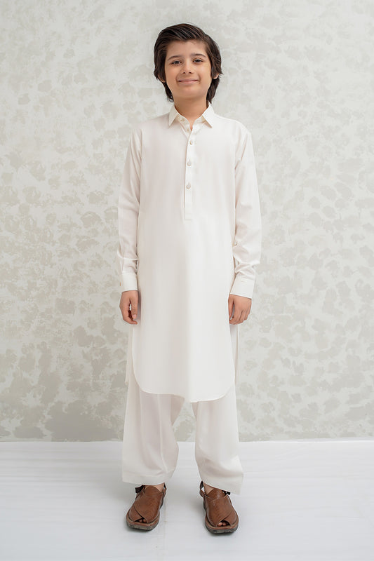 Boys Off White Shalwar Kameez B-624
