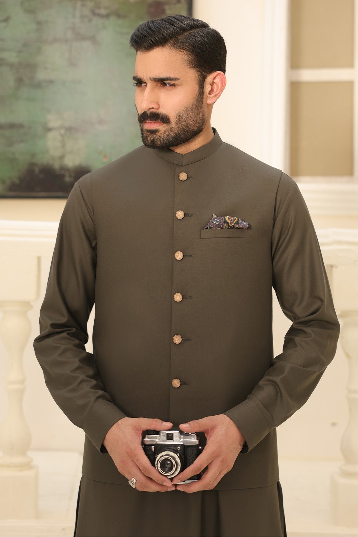 Mens Kurta Pants with Waistcoat - 1831
