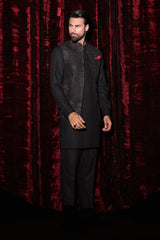Black Embroidered Waistcoat - WC-297
