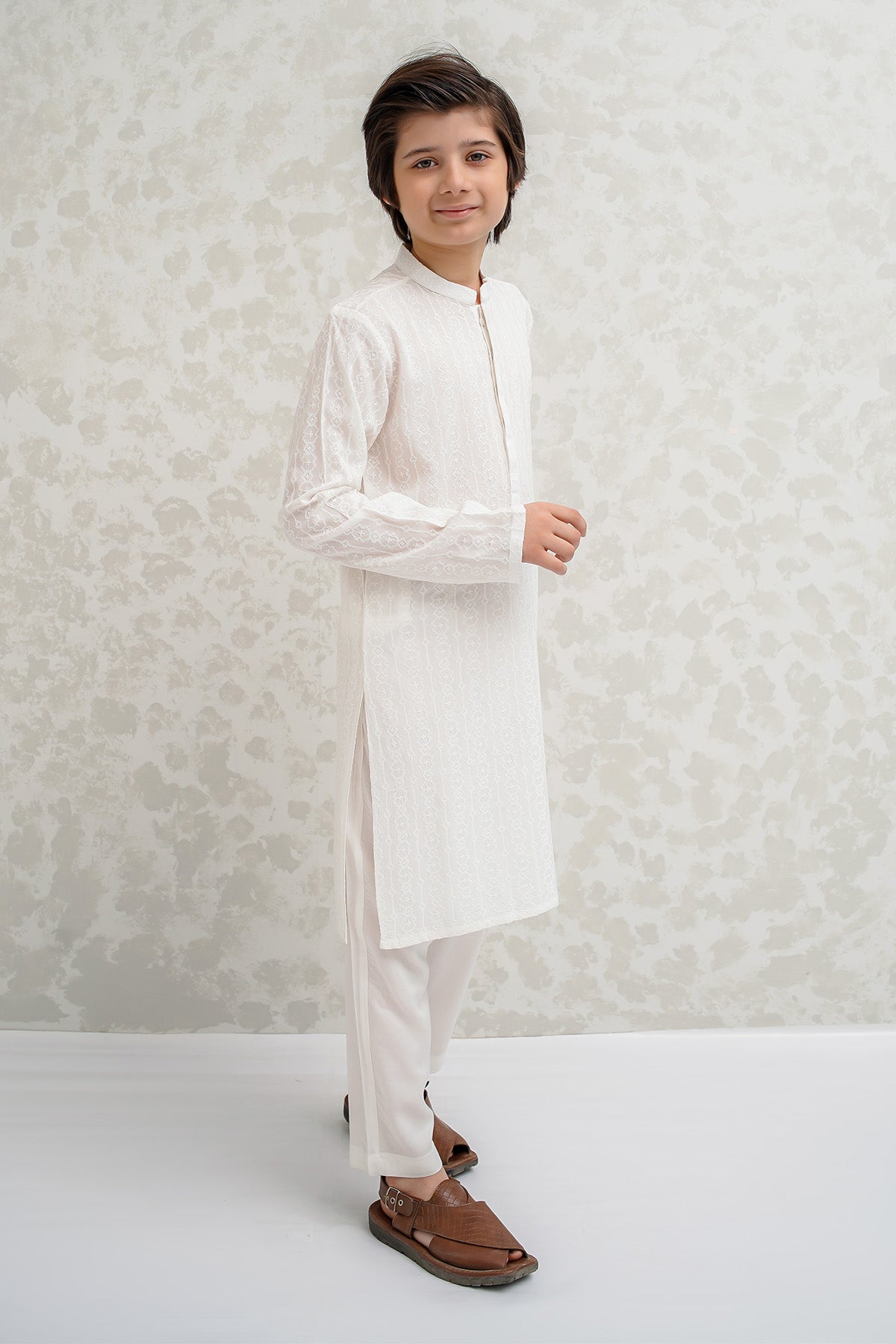 Boys Off White Kurta Pajama - B629