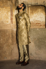 Golden Embroidered Sherwani For Men
