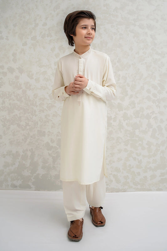 Boys Off White Shalwar Kameez