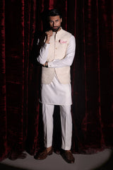 Off-White Embroidered Waistcoat - WC-292