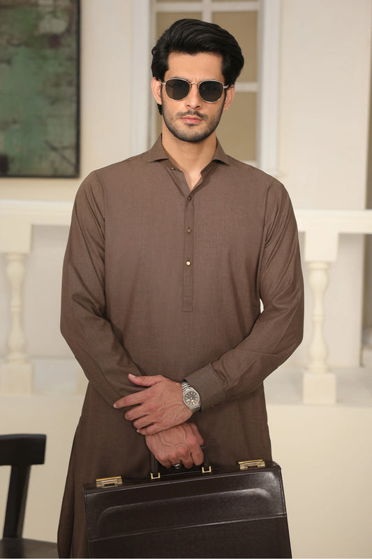 Mens Brown Kurta Shalwar - 1833