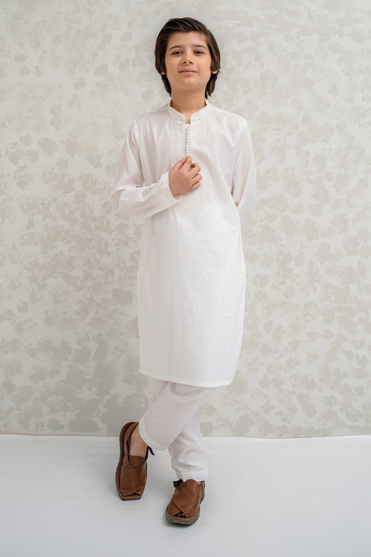 Boys Off White Kurta Pajama  B-620