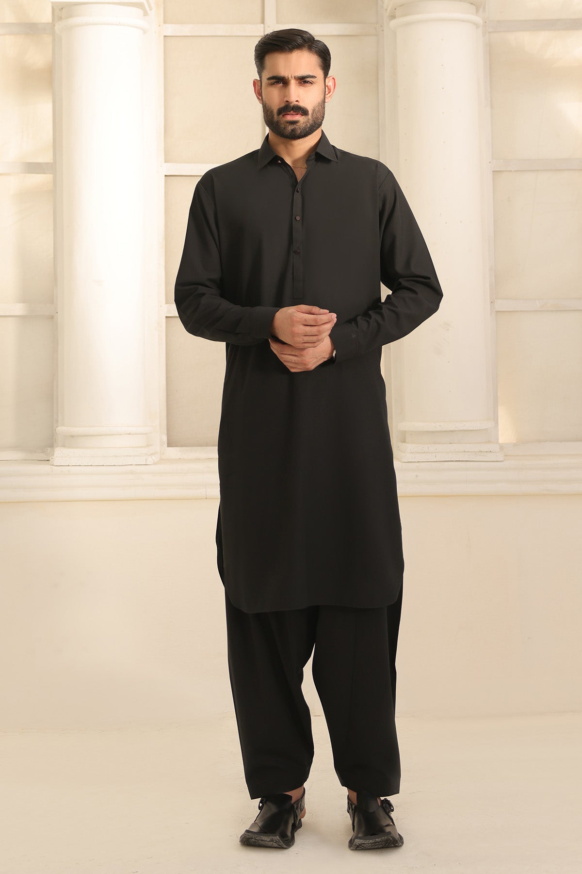 Mens Black Kurta Shalwar - 1798