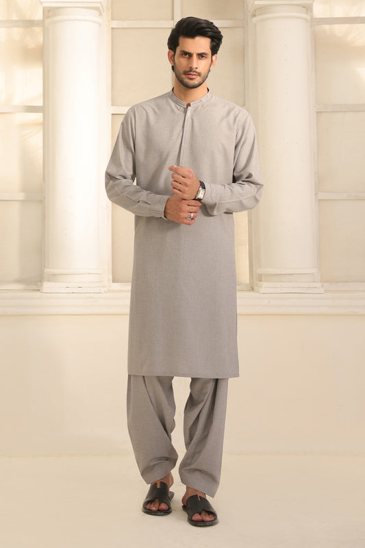 Mens Grey Kurta Shalwar - 1841