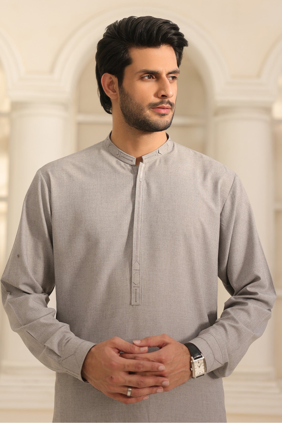Mens Grey Kurta Shalwar - 1841