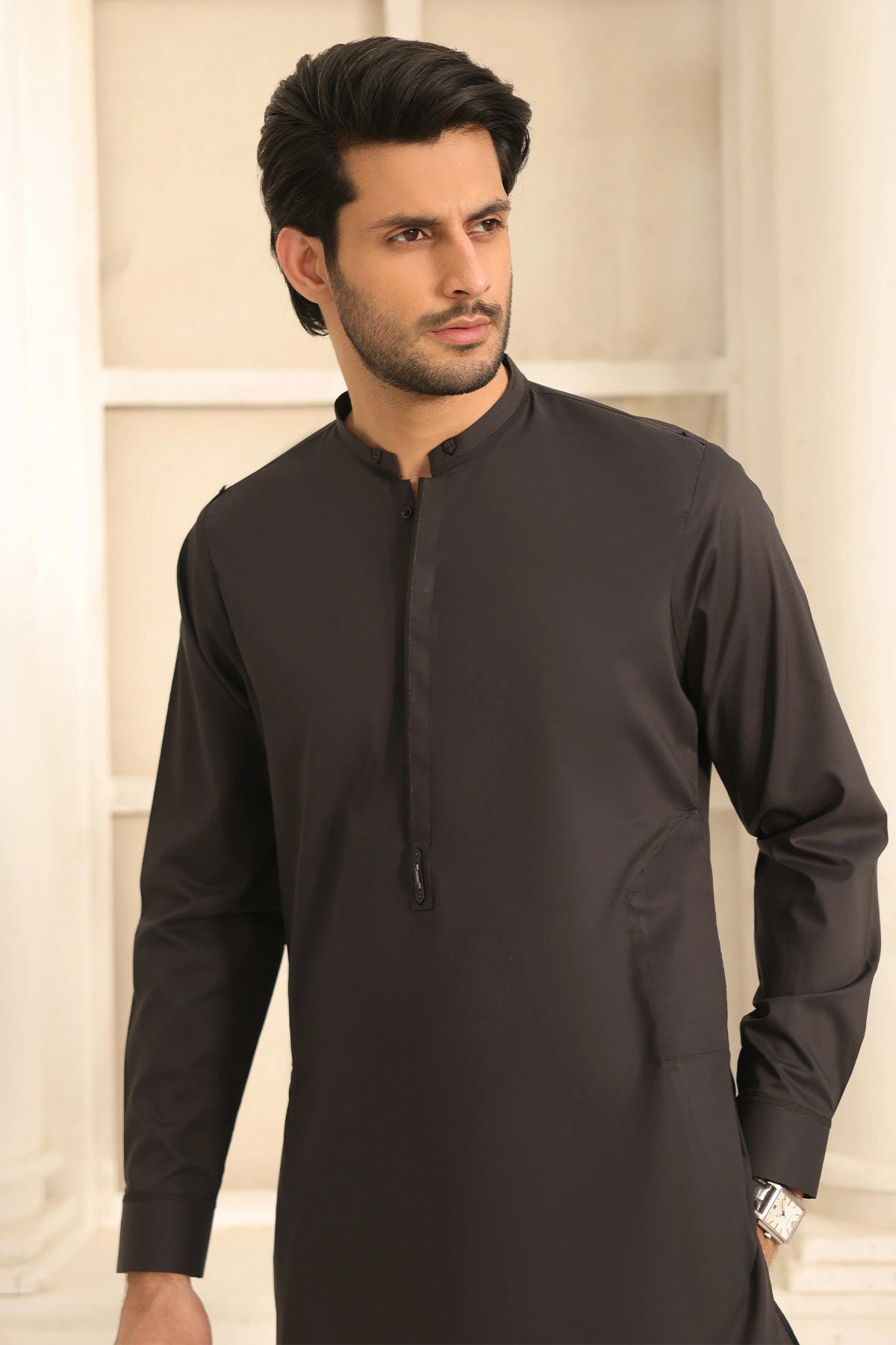 Cotton Black Kurta with Pants for Men