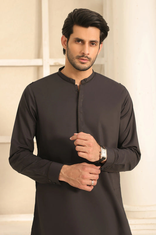 Cotton Black Kurta with Pants for Men