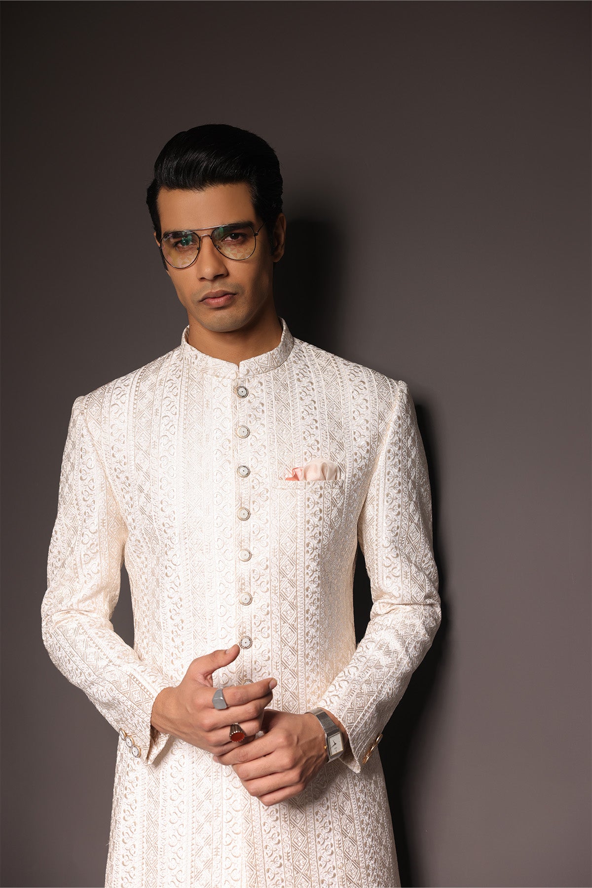 Mens White Pakistani Sherwani