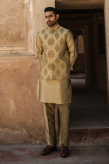 Golden Embroidered Men’s Waistcoat Online Pakistan