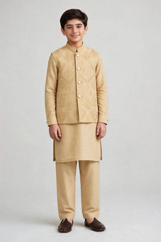 BOYS TROUSER SUIT PLAIN WITH EMBROIDERED W/C B-661