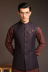 Striped Embroidered Waist Coat - WC-272