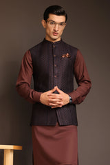 Striped Embroidered Waist Coat - WC-272