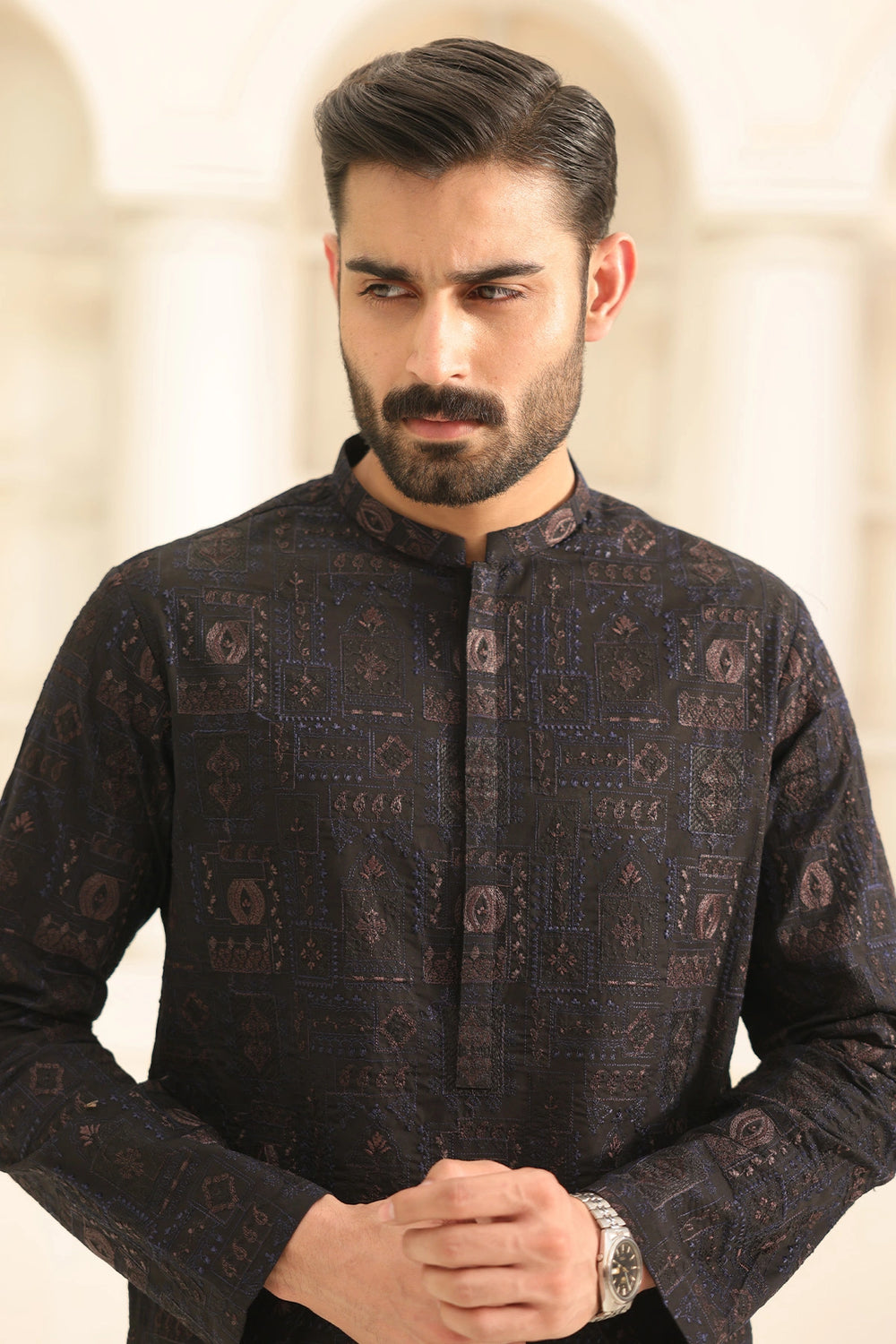 Black Kurta Pants Set for Men