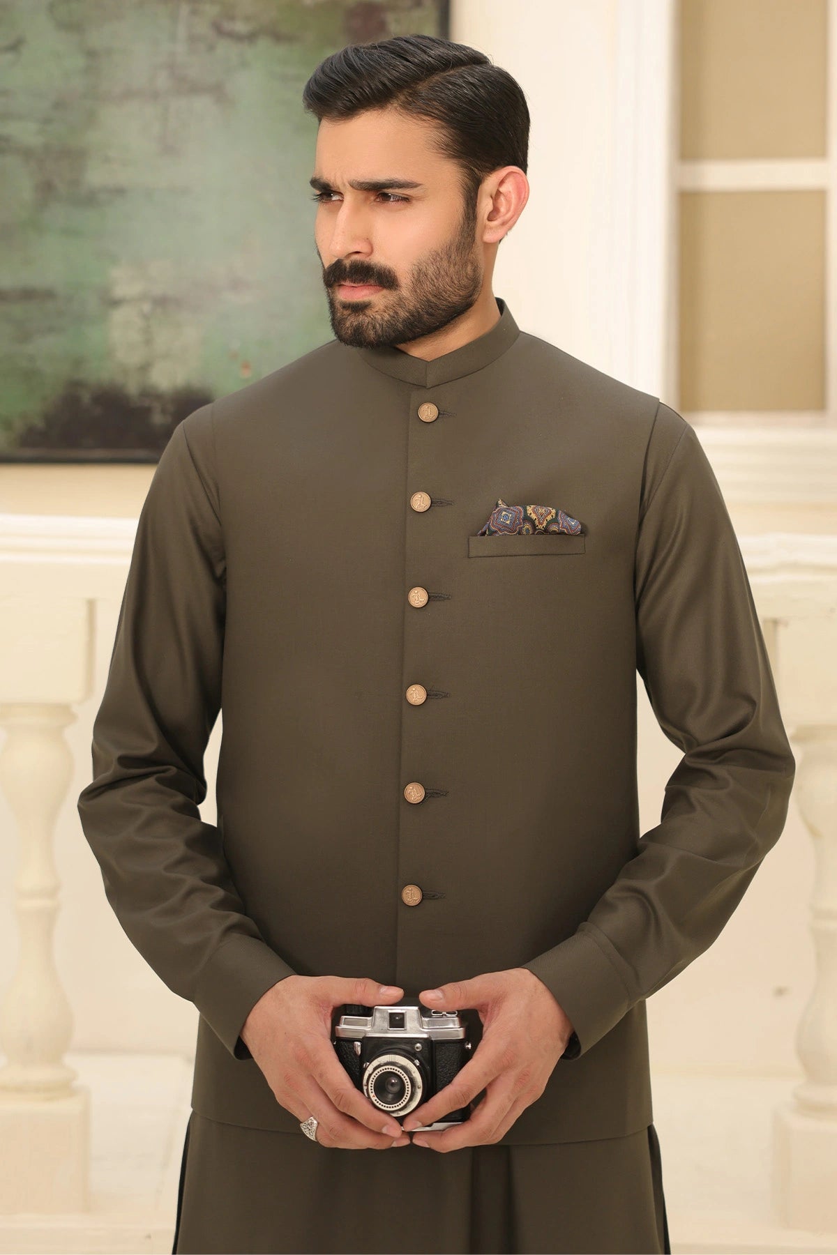 Mens Kurta Pants with Waistcoat - 1831