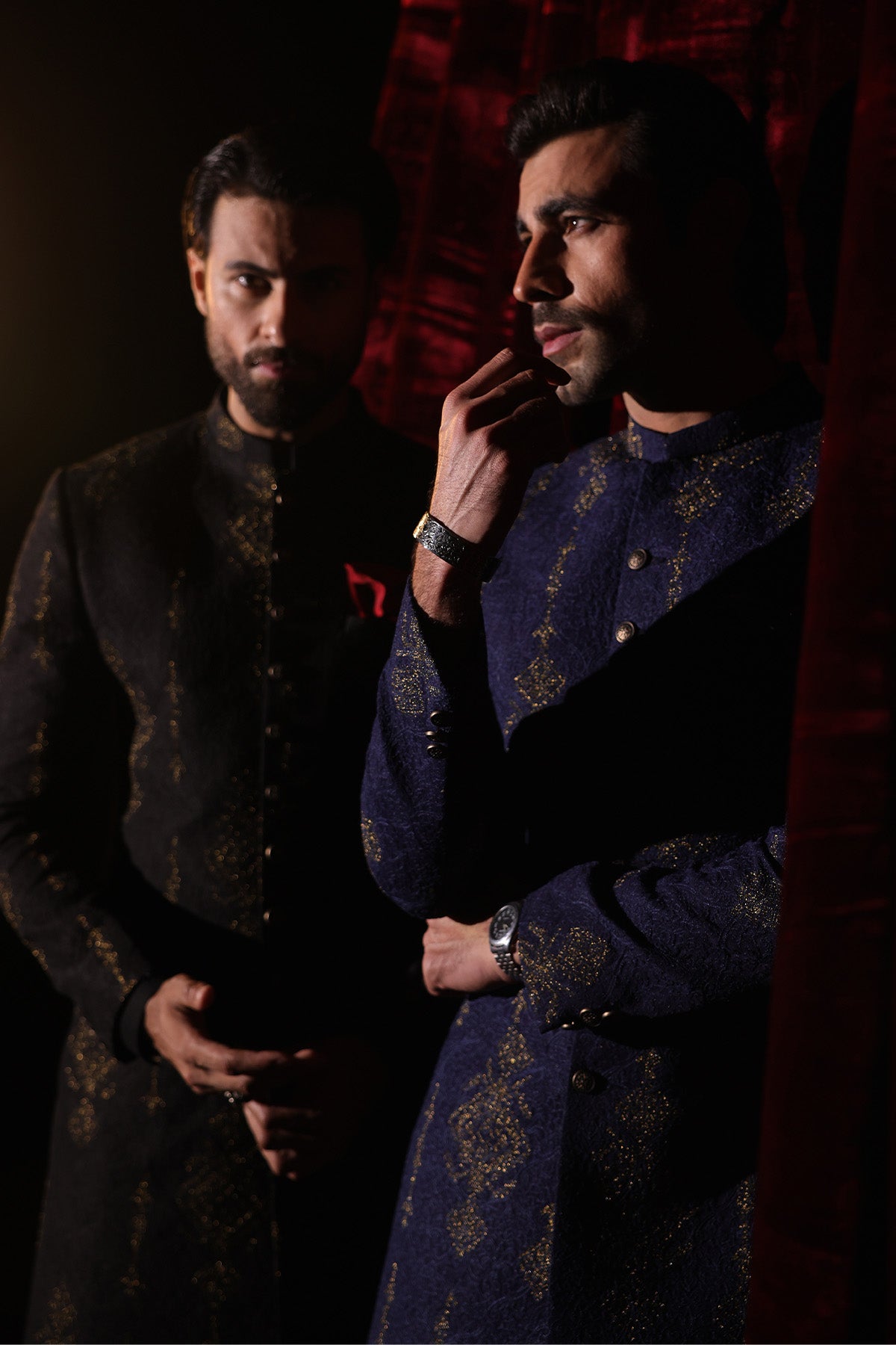 Blue Embroidered Sherwani- GSW-103