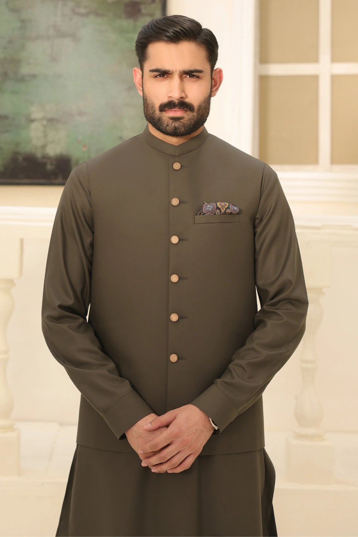 Mens Kurta Pants with Waistcoat - 1831