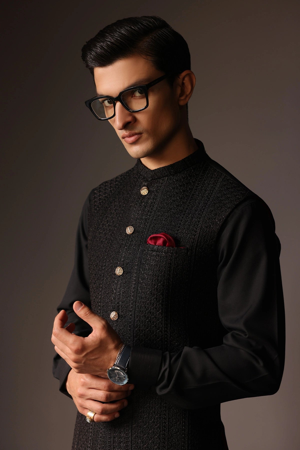 Striped Embroidered Waist Coat - WC-270