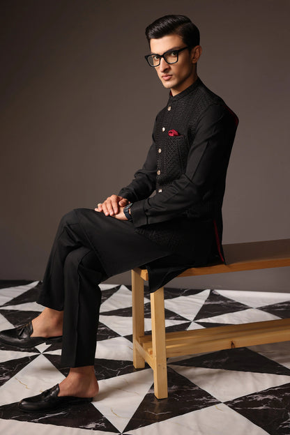 Striped Embroidered Waist Coat - WC-270