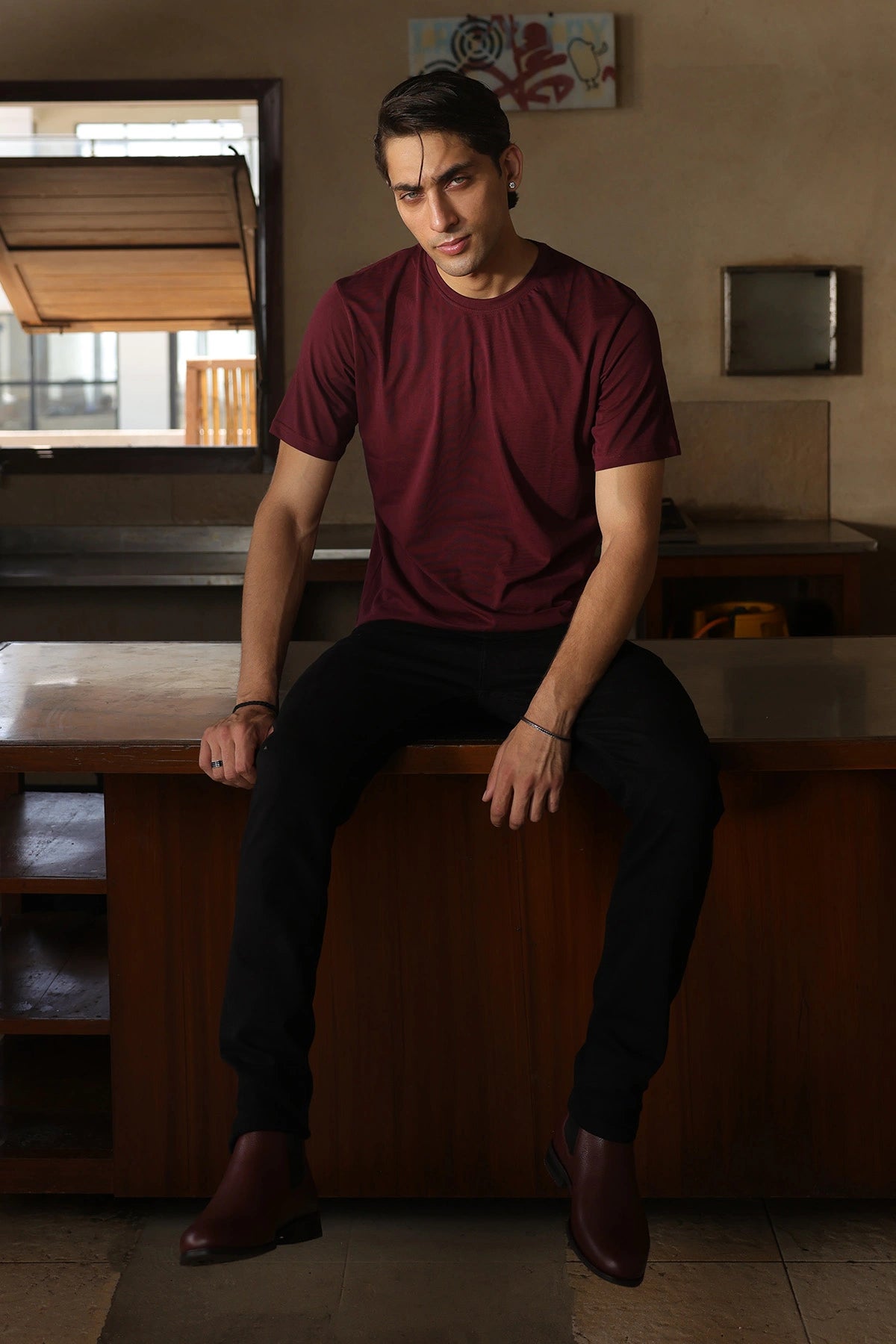 Red Round Neck Tee for Boys