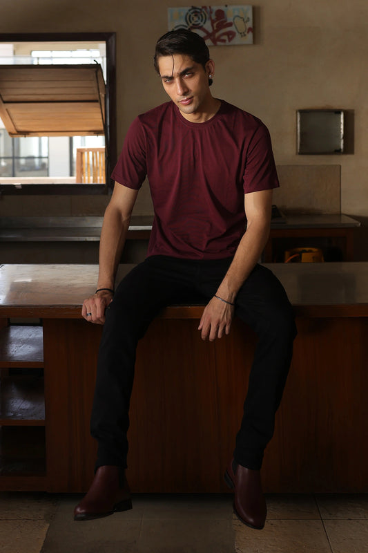 Red Round Neck Tee for Boys