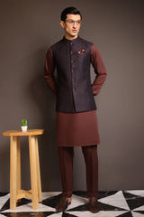 Striped Embroidered Waist Coat - WC-272