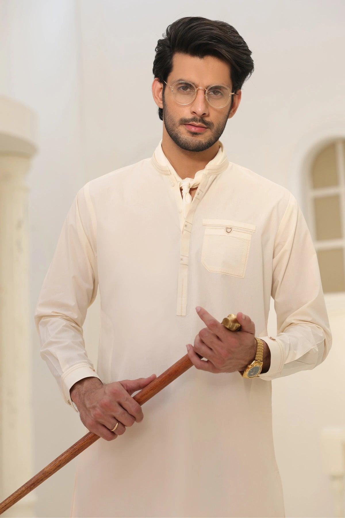 Cream Kurta with Pants for Men