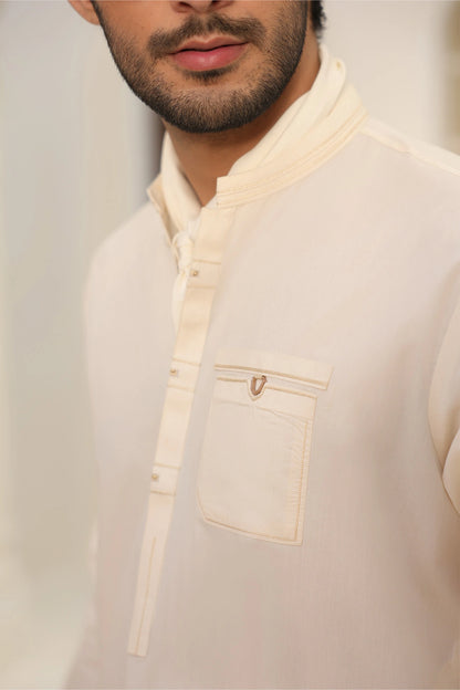 Cream Kurta with Pants for Men