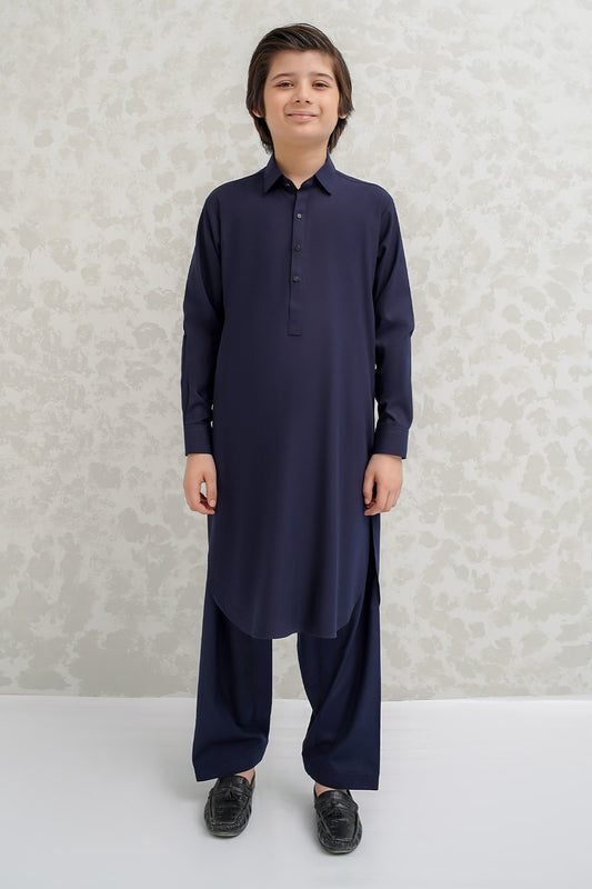 Boys Navy Blue Shalwar Kameez - B624