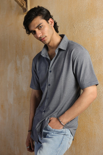 Pique Cotton Front Open Tee