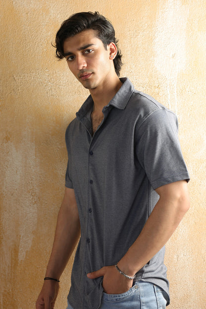 Pique Cotton Front Open Tee