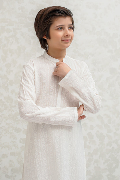Boys Off White Kurta Pajama - B629