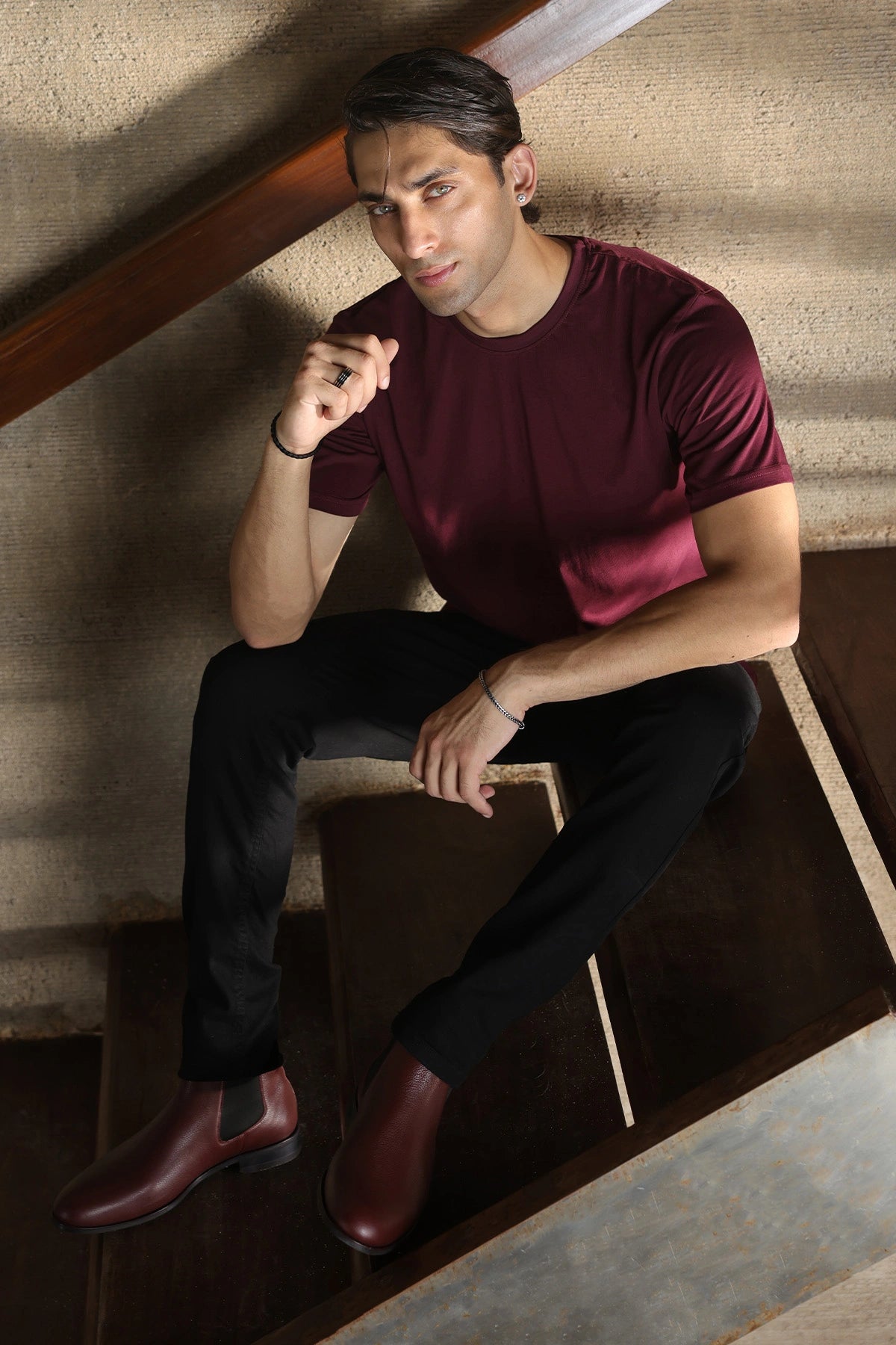 Red Round Neck Tee for Boys