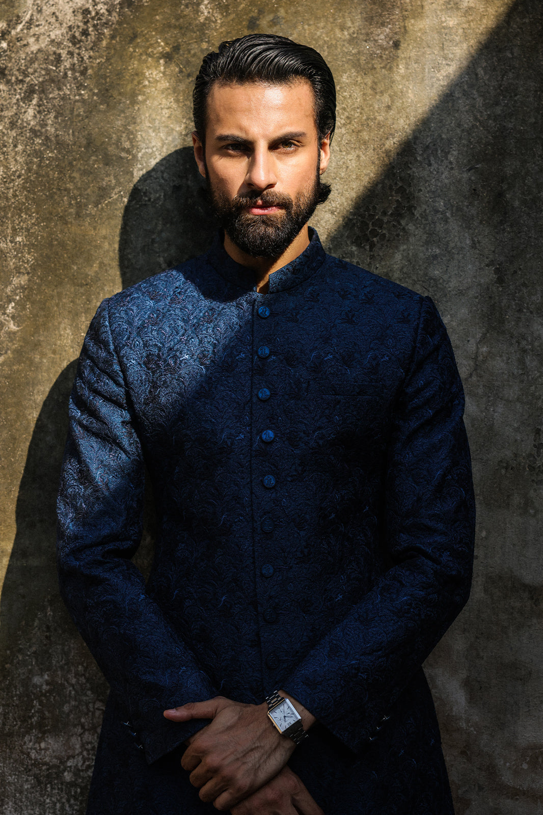 TEAL WITH BLUE EMBROIDRED SHERWANI GSW-115