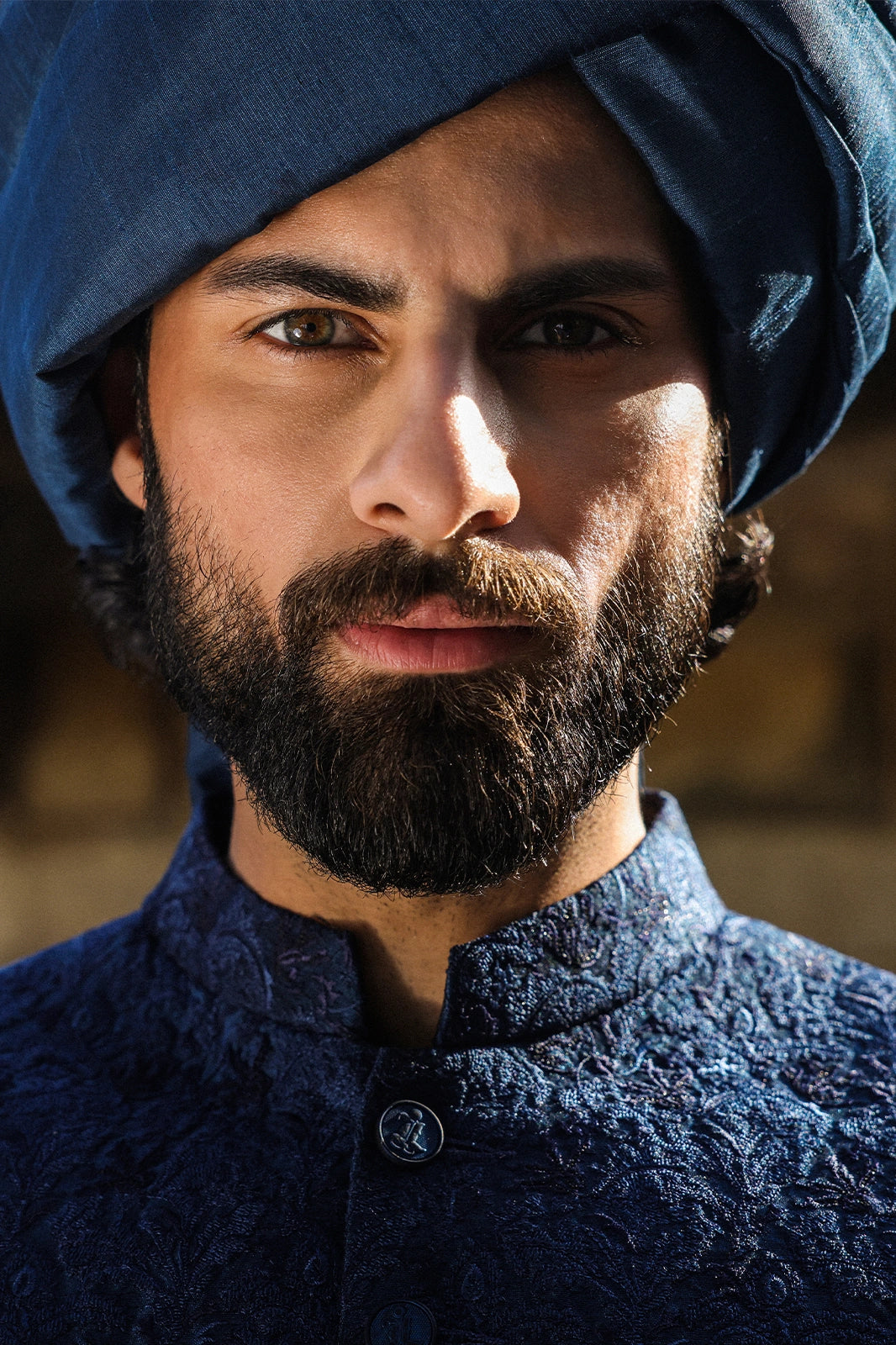 Teal with Blue Embroidered Sherwani for Men