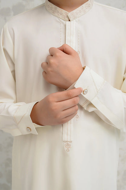 Boys Off White Shalwar Kameez