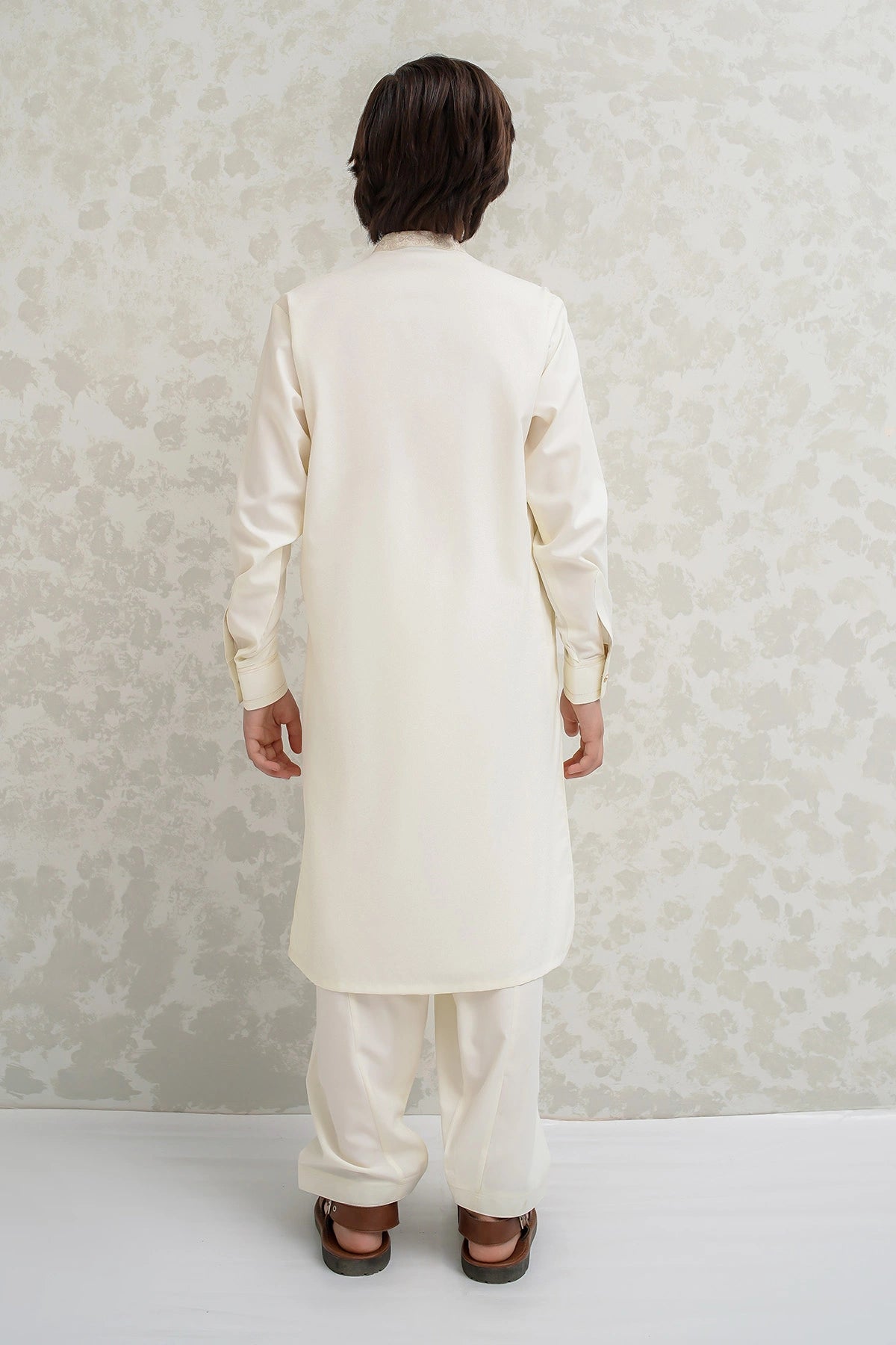 Boys Off White Shalwar Kameez