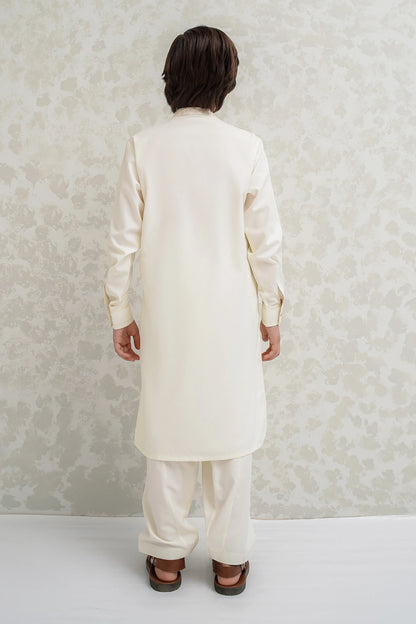 Boys Off White Shalwar Kameez