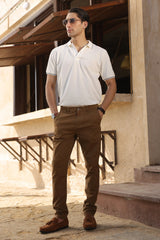 White Tipping Collar Polo for Men
