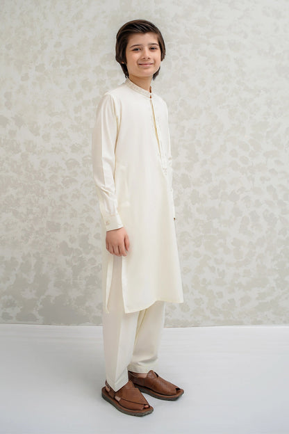 Boys Off White Shalwar Kameez