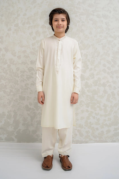 Boys Off White Shalwar Kameez