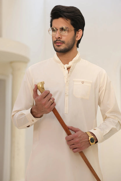 Cream Kurta with Pants for Men