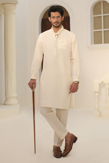 Cream Kurta with Pants - 1815